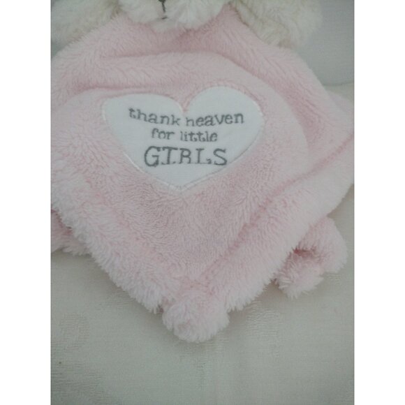 SECURITY Blanket BABY GEAR PINK White Teddy BEAR Heart LOVEY Plush Thank HEAVEN - Picture 4 of 11